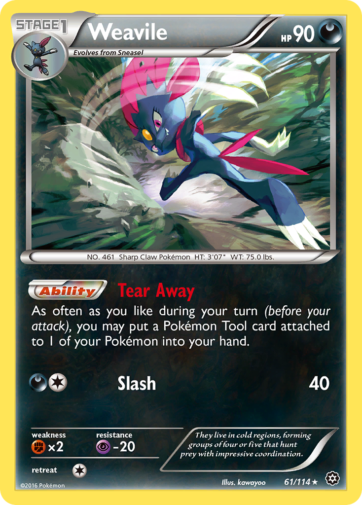 Weavile 61/114 Rare | Steam Siege | Pokemon Card