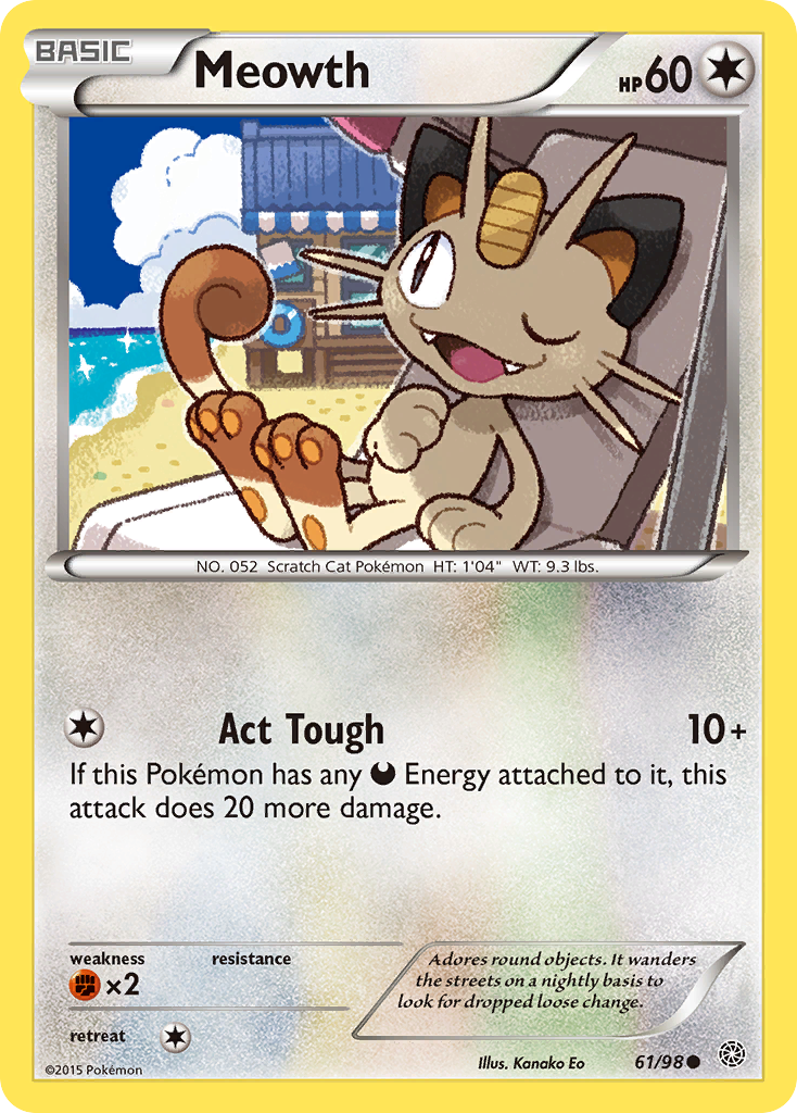 Meowth 61/98 Common | Ancient Origins | Pokemon Card