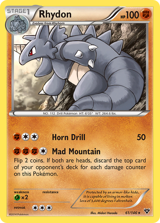 Rhydon 61/146 Rare | XY | Pokemon Card