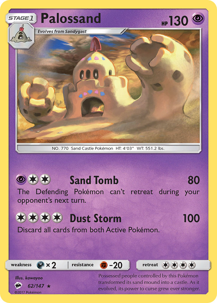 Palossand 62/147 Rare Holo | Burning Shadows | Pokemon Card