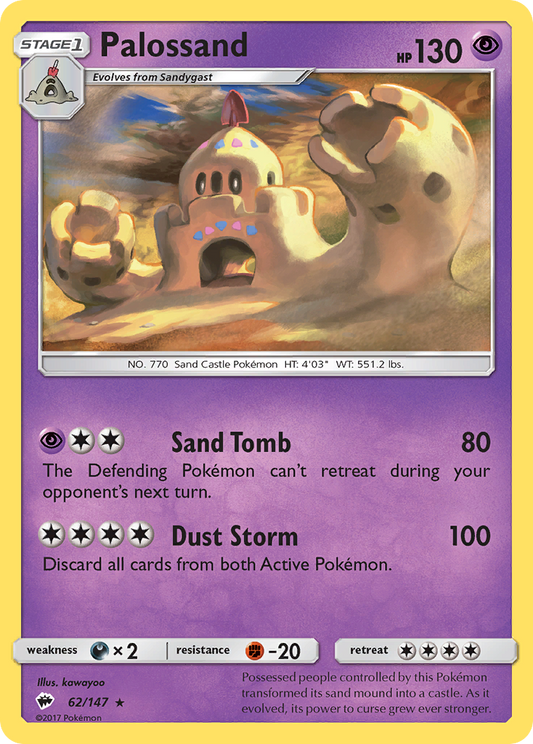 Palossand 62/147 Rare Holo | Burning Shadows | Pokemon Card