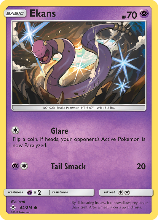 Ekans 62/214 Common | Unbroken Bonds | Pokémon Card