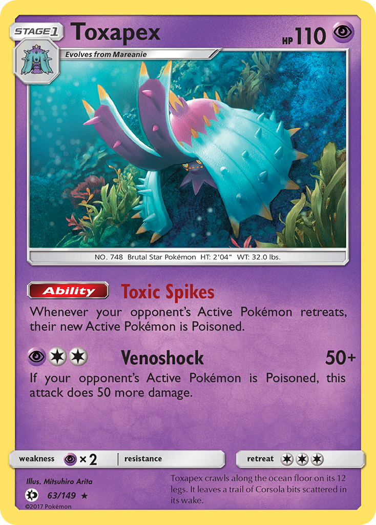 Toxapex 63/149 Rare Holo | Sun & Moon | Pokemon Card