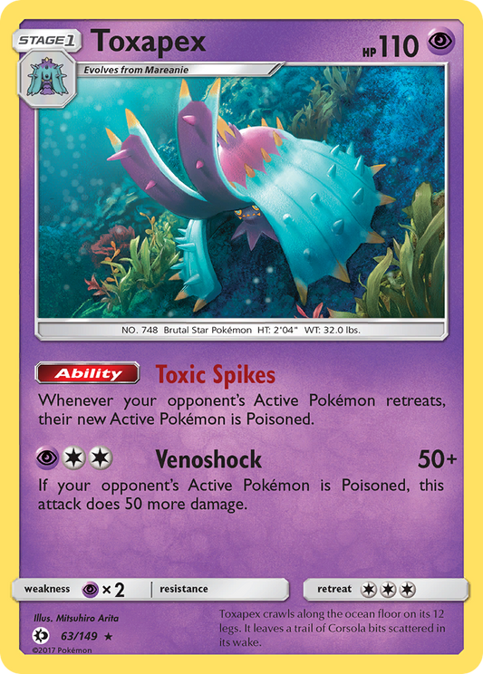 Toxapex 63/149 Rare Holo | Sun & Moon | Pokemon Card