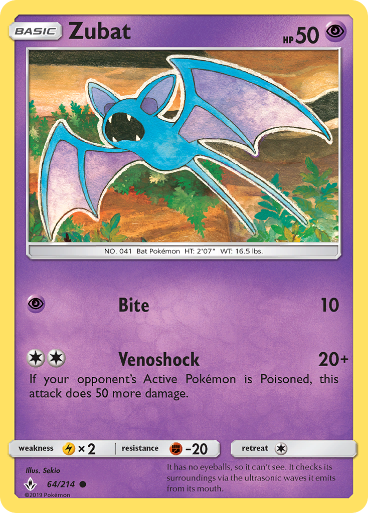 Zubat 64/214 Common | Unbroken Bonds | Pokemon Card