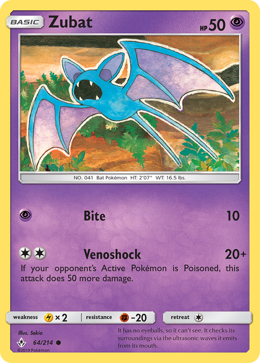 Zubat 64/214 Common | Unbroken Bonds | Pokemon Card