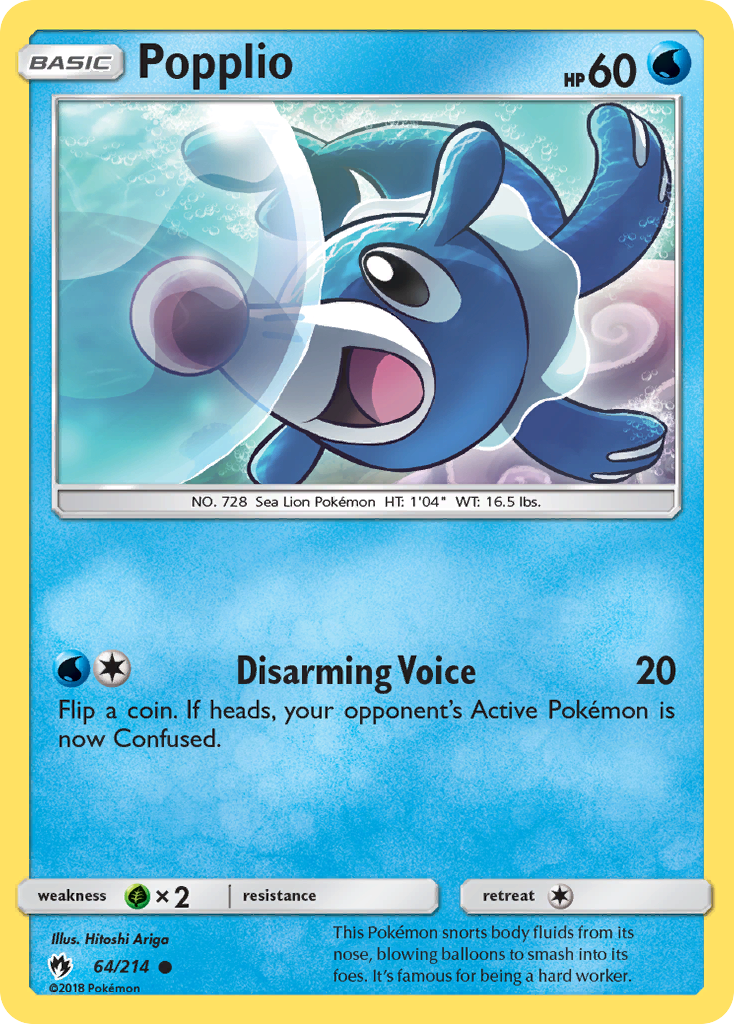 Popplio 64/214 Common | Lost Thunder | Pokemon Card