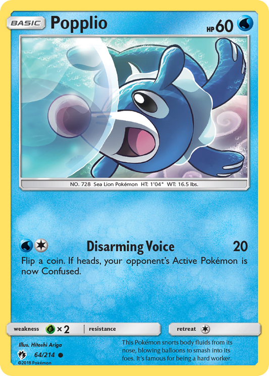 Popplio 64/214 Common | Lost Thunder | Pokemon Card