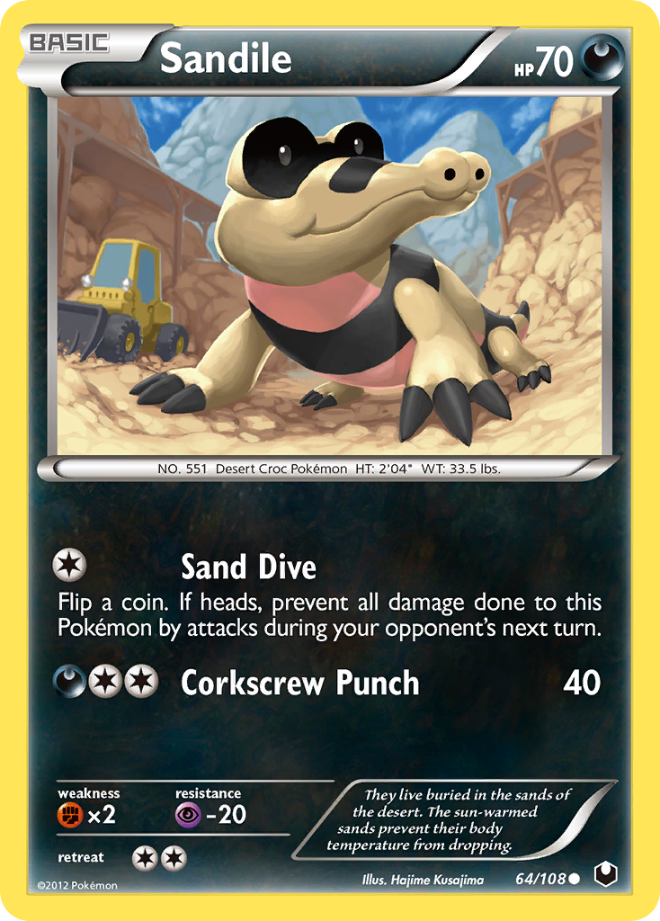 Sandile 64/108 Common | Dark Explorers | Pokemon Card