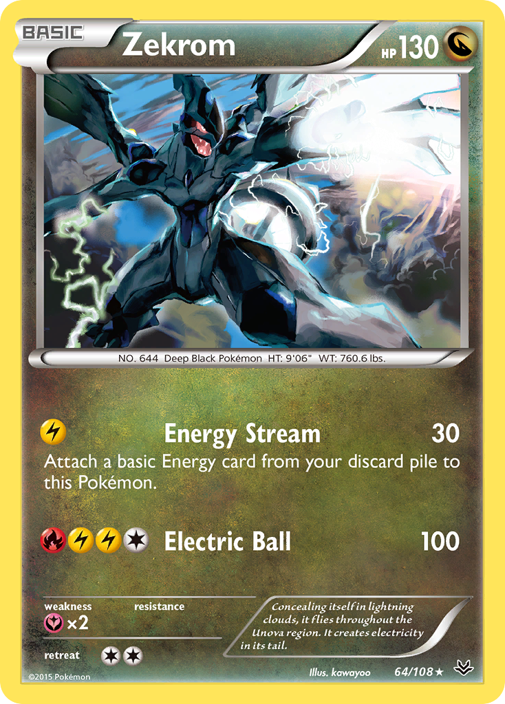 Zekrom 64/108 Rare Holo | Roaring Skies | Pokemon Card