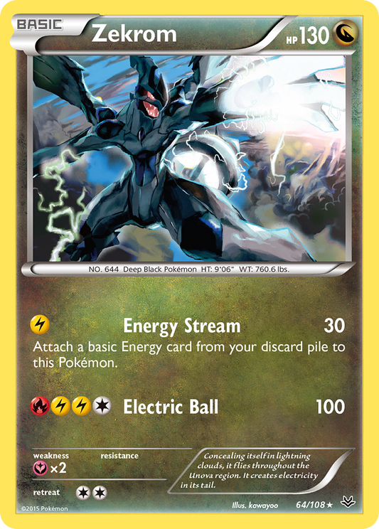 Zekrom 64/108 Rare Holo | Roaring Skies | Pokemon Card