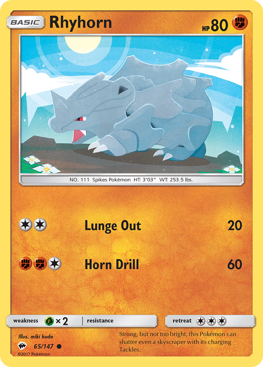 Rhyhorn 65/145 Common | Burning Shadows | Pokémon Card