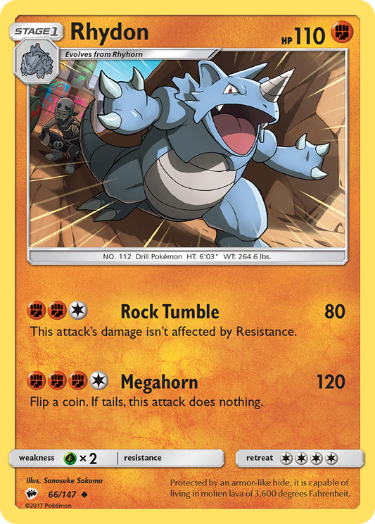 Rhydon 66/147 Uncommon | Burning Shadows | Pokemon Card