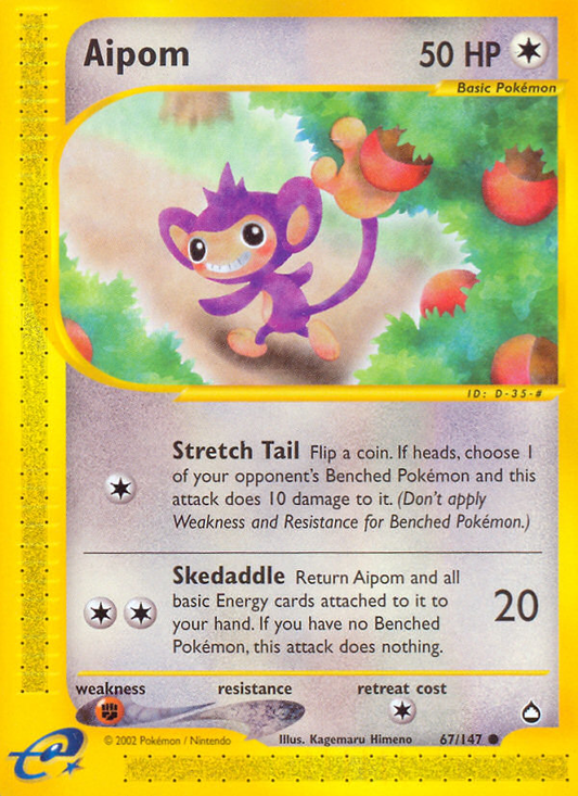 Aipom 67/147 Common | Aquapolis | Pokemon Card