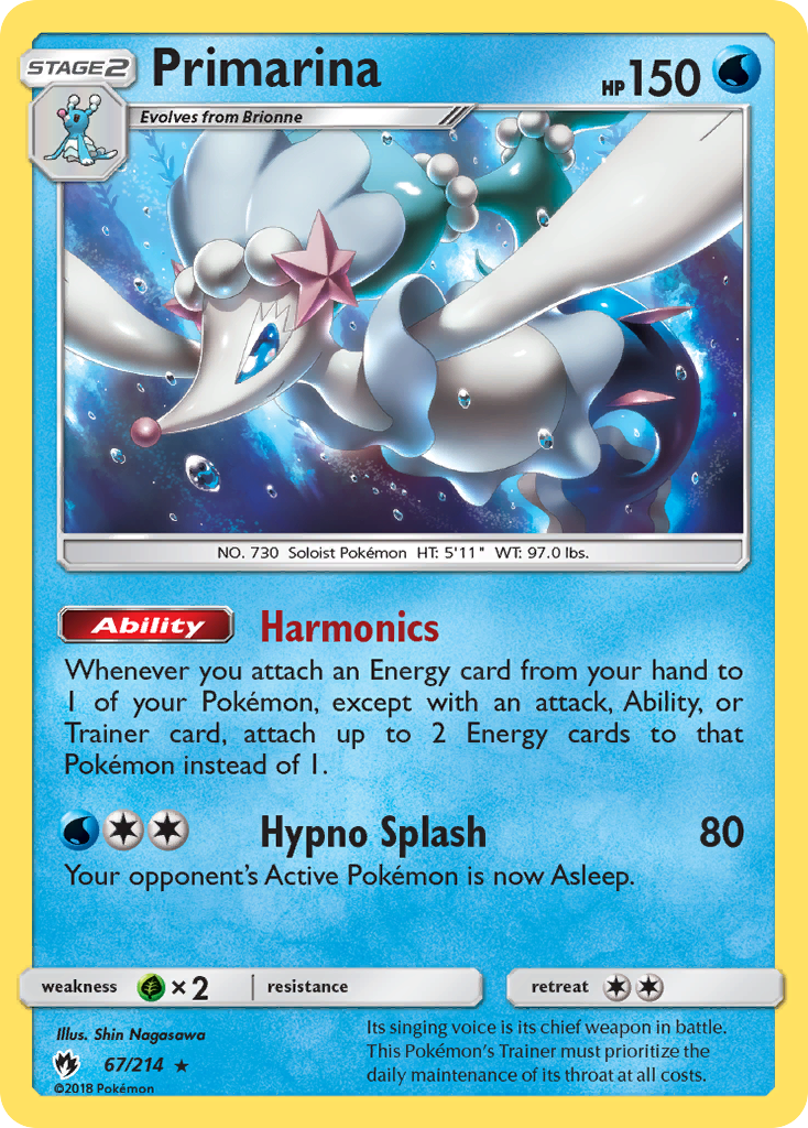 Primarina 67/214 Rare | Lost Thunder | Pokemon Card