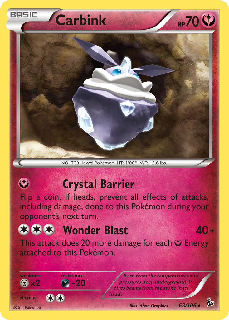 Carbink 68/106 Rare Holo | Flashfire | Pokemon Card