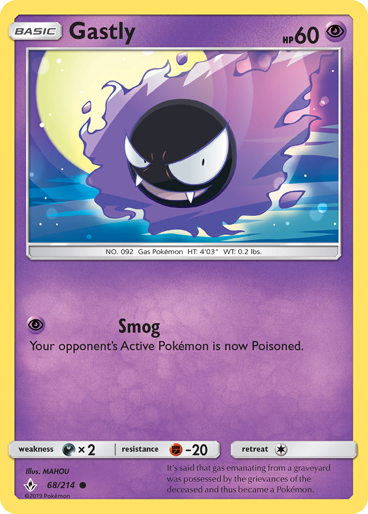 Gastly 68/214 Common | Unbroken Bonds | Pokemon Card