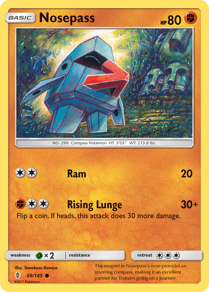 Nosepass 69/145 Common | Guardians Rising | Pokemon Card