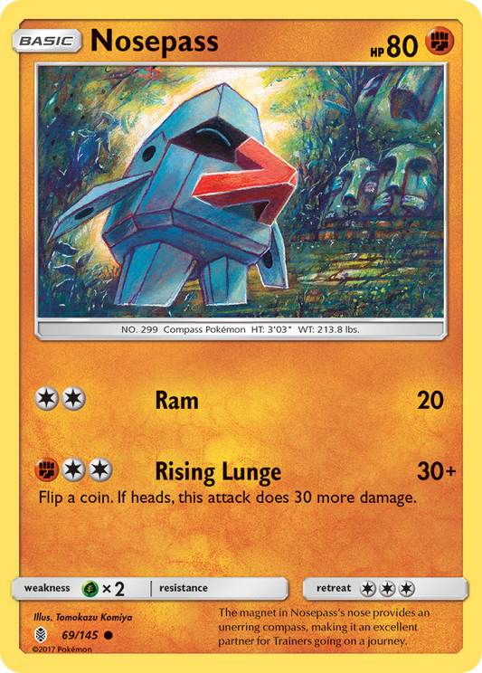 Nosepass 69/145 Common | Guardians Rising | Pokemon Card