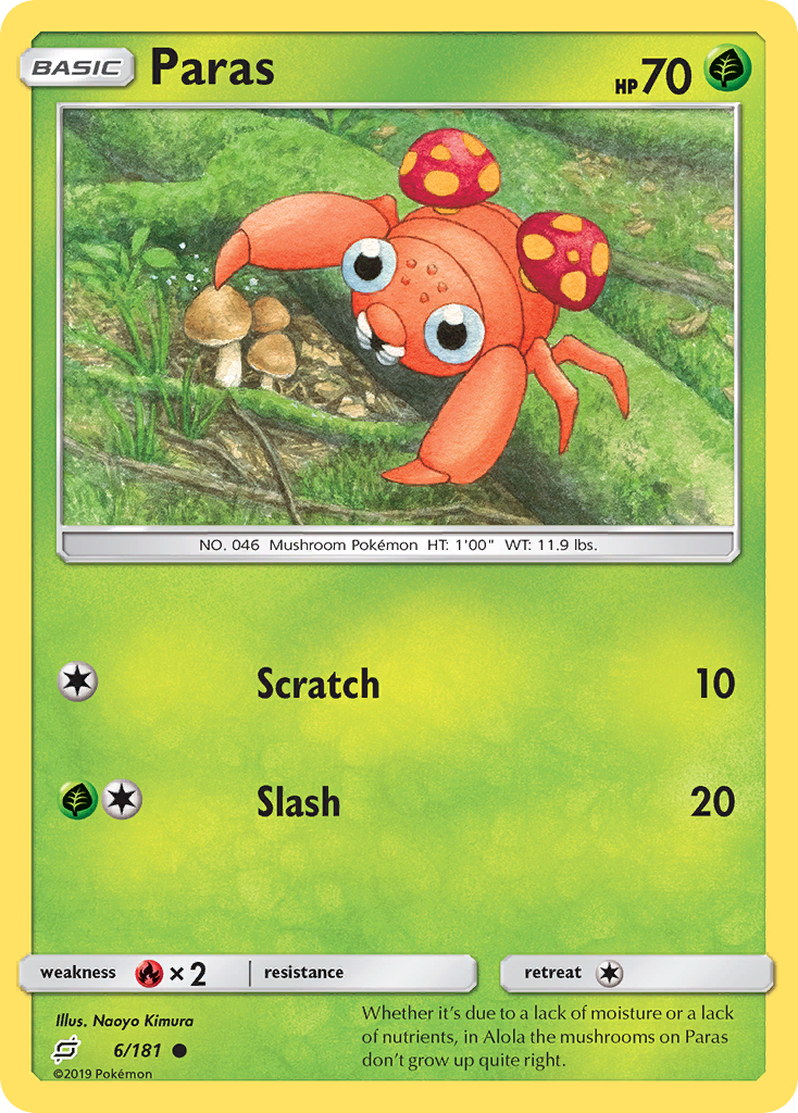 Paras 6/181 Common | Team Up | Pokemon Card