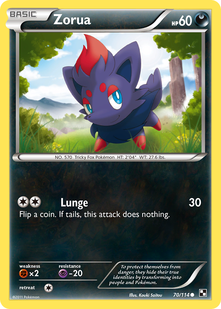 Zorua 70/114 Common | Black & White | Pokemon Card