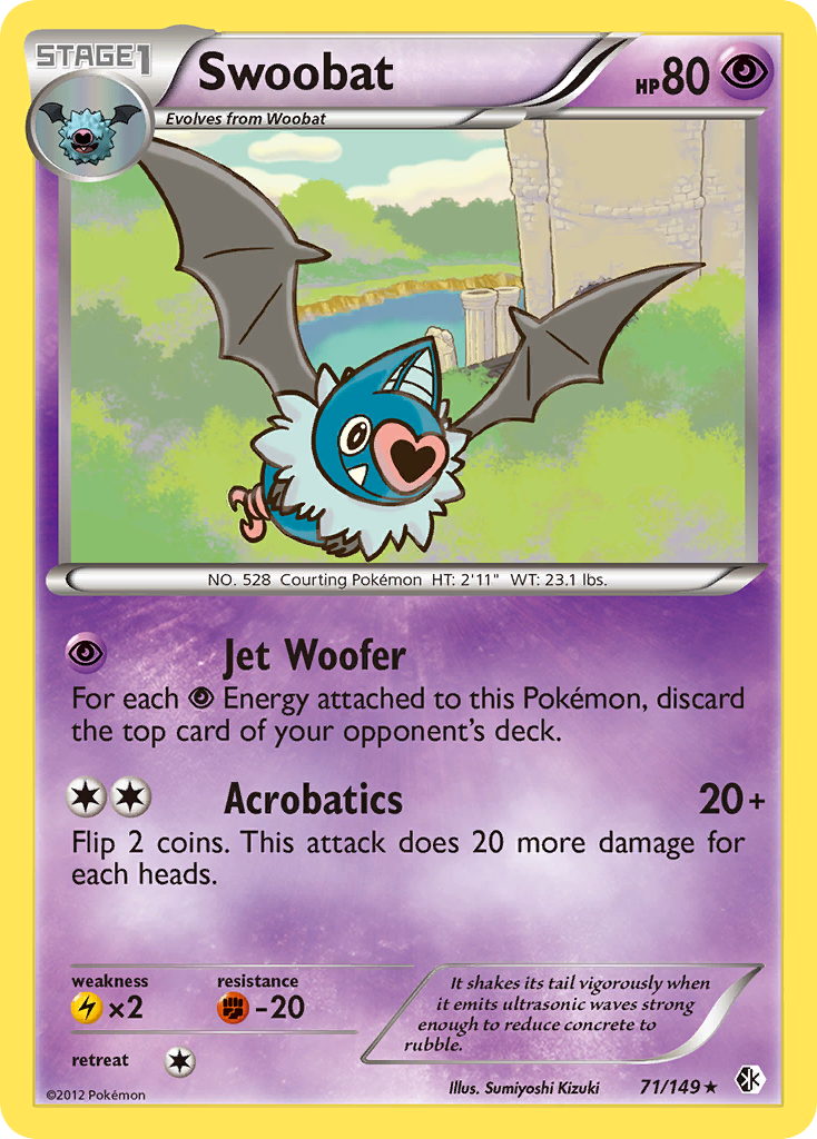 Swoobat 71/149 Rare | Boundaries Crossed | Pokemon Card