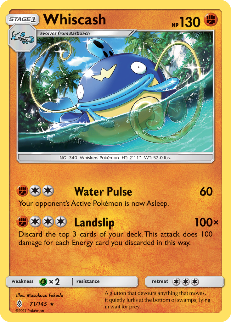 Whiscash 71/145 Rare | Guardians Rising | Pokemon Card