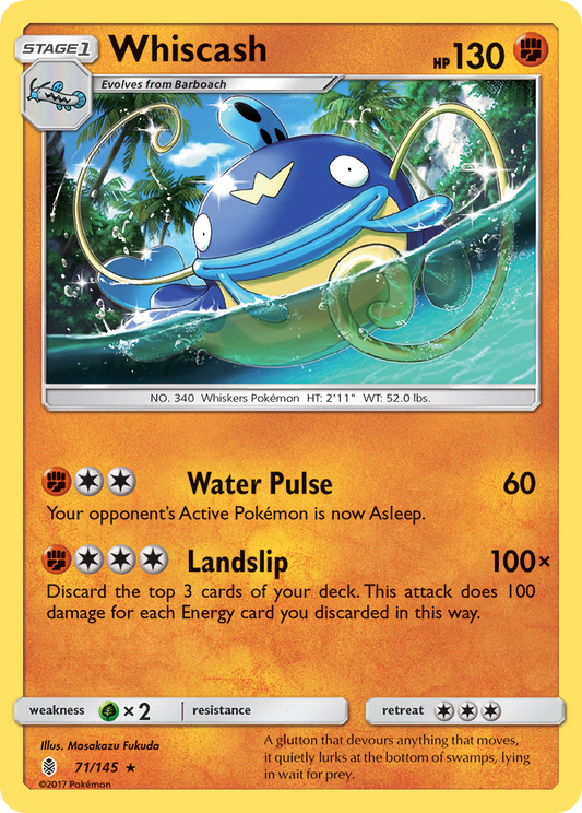 Whiscash 71/145 Rare | Guardians Rising | Pokemon Card