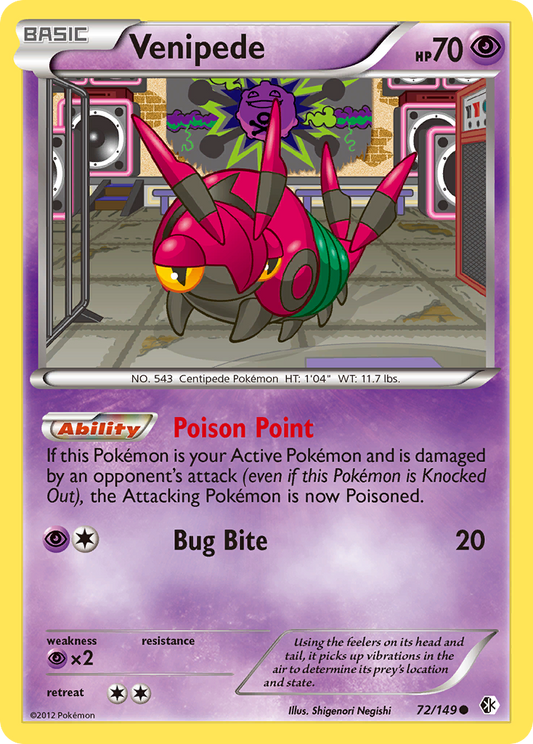 Venipede 72/149 Common | Boundaries Crossed | Pokemon Card