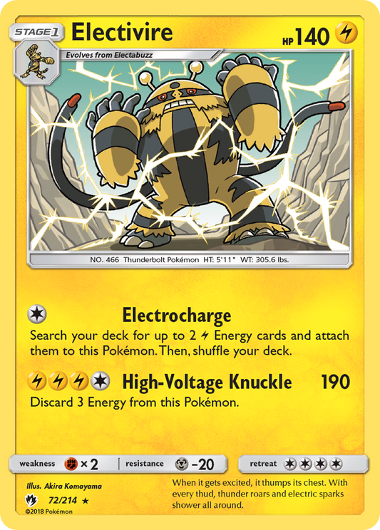 Electivire 72/214 Rare | Lost Thunder | Pokemon Card