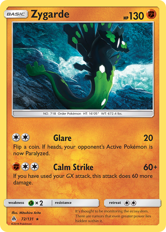 Zygarde 72/131 Rare | Forbidden Light | Pokemon Card