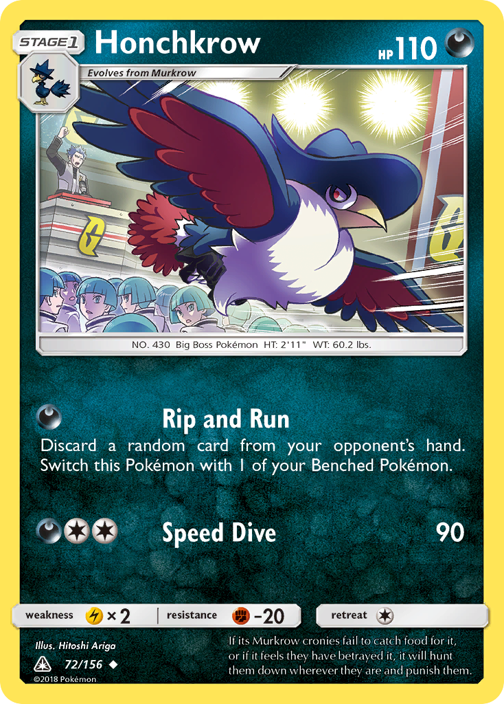 Honchkrow 72/156 Uncommon | Ultra Prism | Pokemon Card