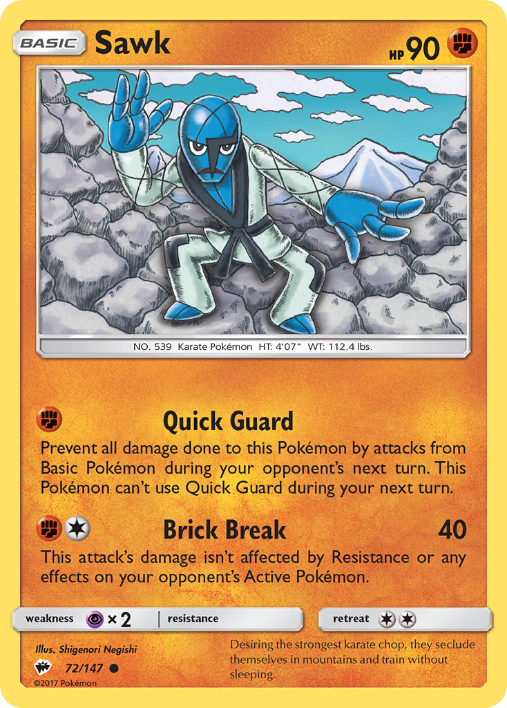 Sawk 72/145 Common | Burning Shadows | Pokémon Card