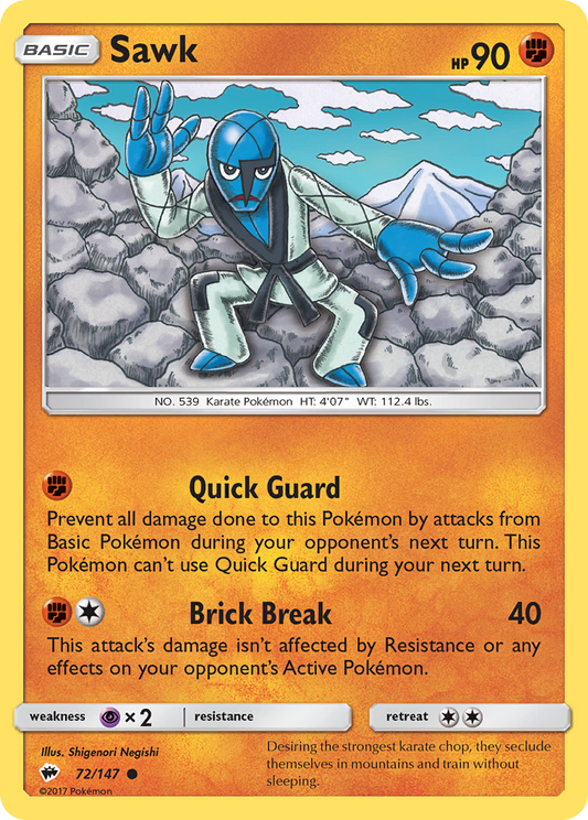 Sawk 72/145 Common | Burning Shadows | Pokémon Card