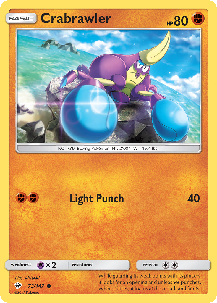 Crabrawler 73/147 Common | Burning Shadows | Pokemon Card