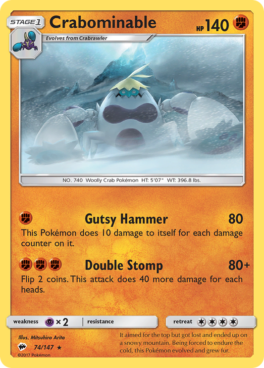 Crabominable 74/145 Rare | Burning Shadows | Pokémon Card