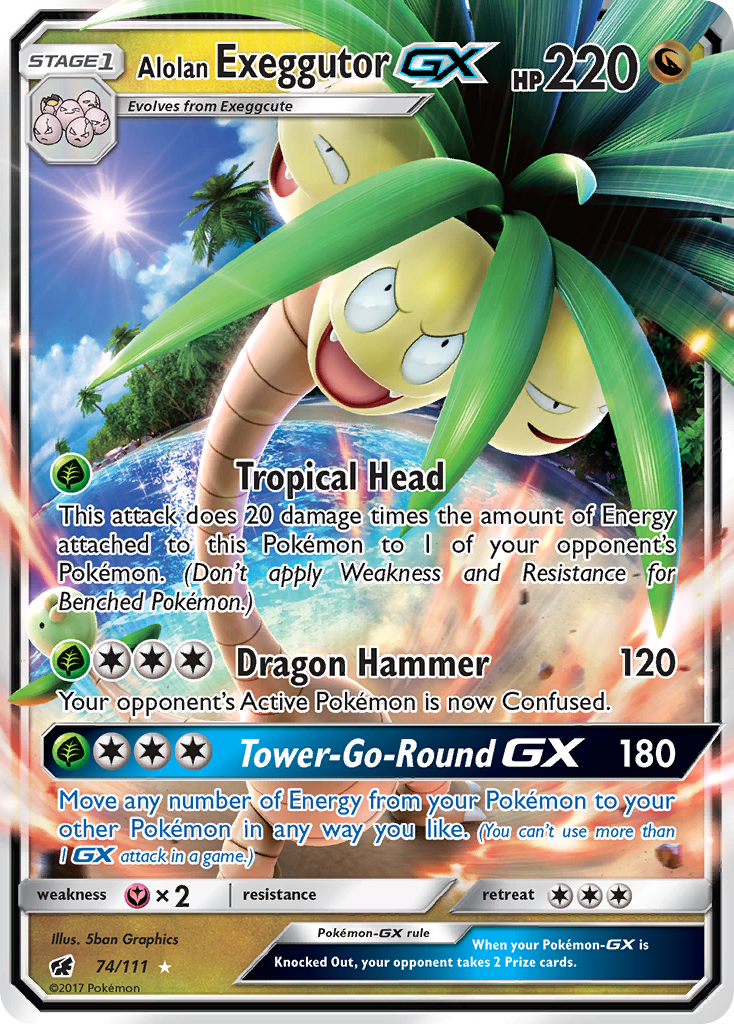 Alolan Exeggutor-GX 74/111 Rare Holo GX | Crimson Invasion | Pokemon Card