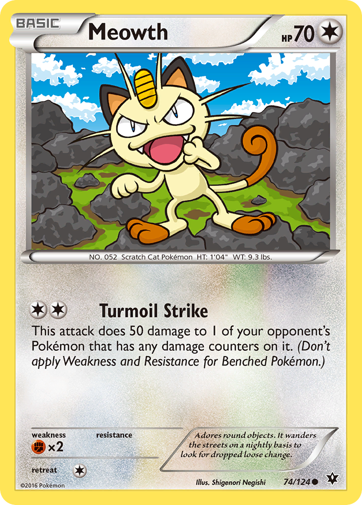 Meowth 74/124 Common | Fates Collide | Pokemon Card