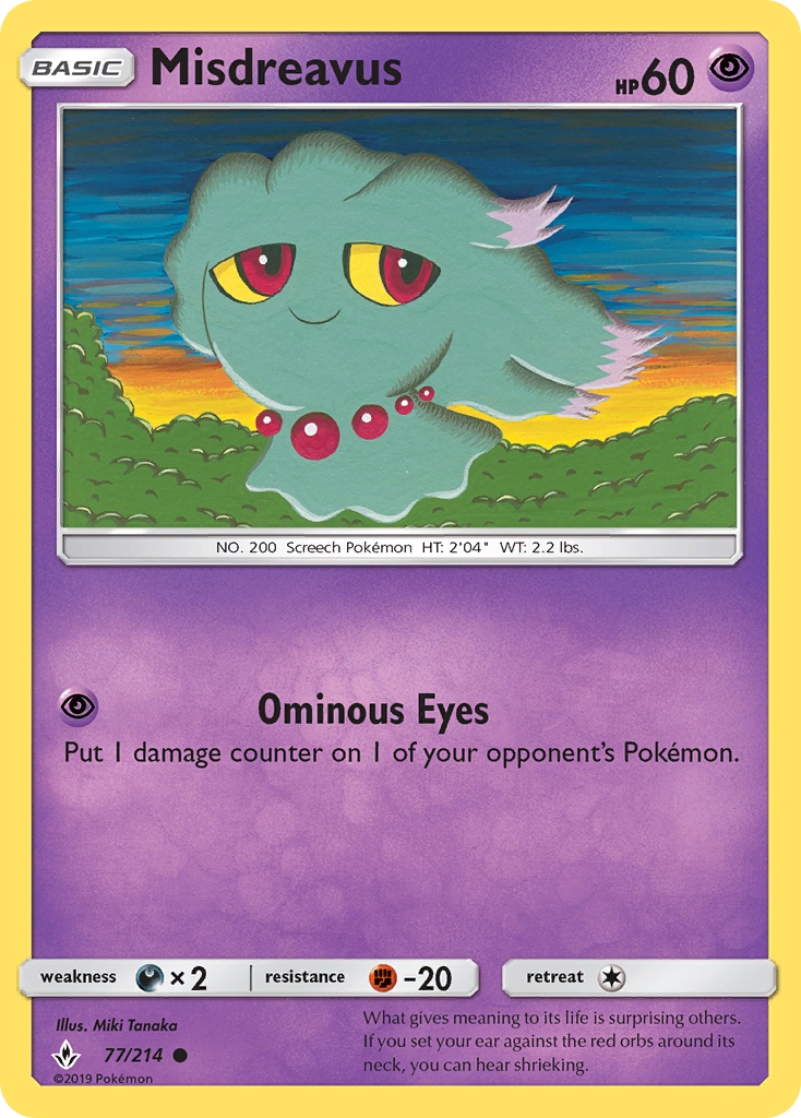 Misdreavus 77/214 Common | Unbroken Bonds | Pokémon Card