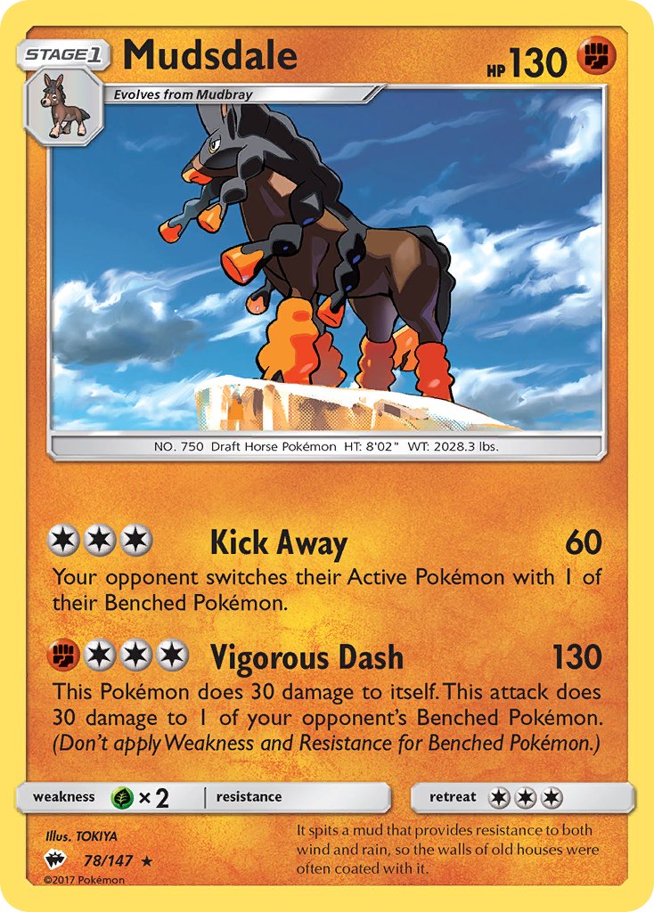 Mudsdale 78/147 Rare | Burning Shadows | Pokemon Card