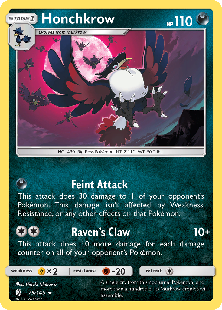 Honchkrow 79/145 Rare | Guardians Rising | Pokemon Card