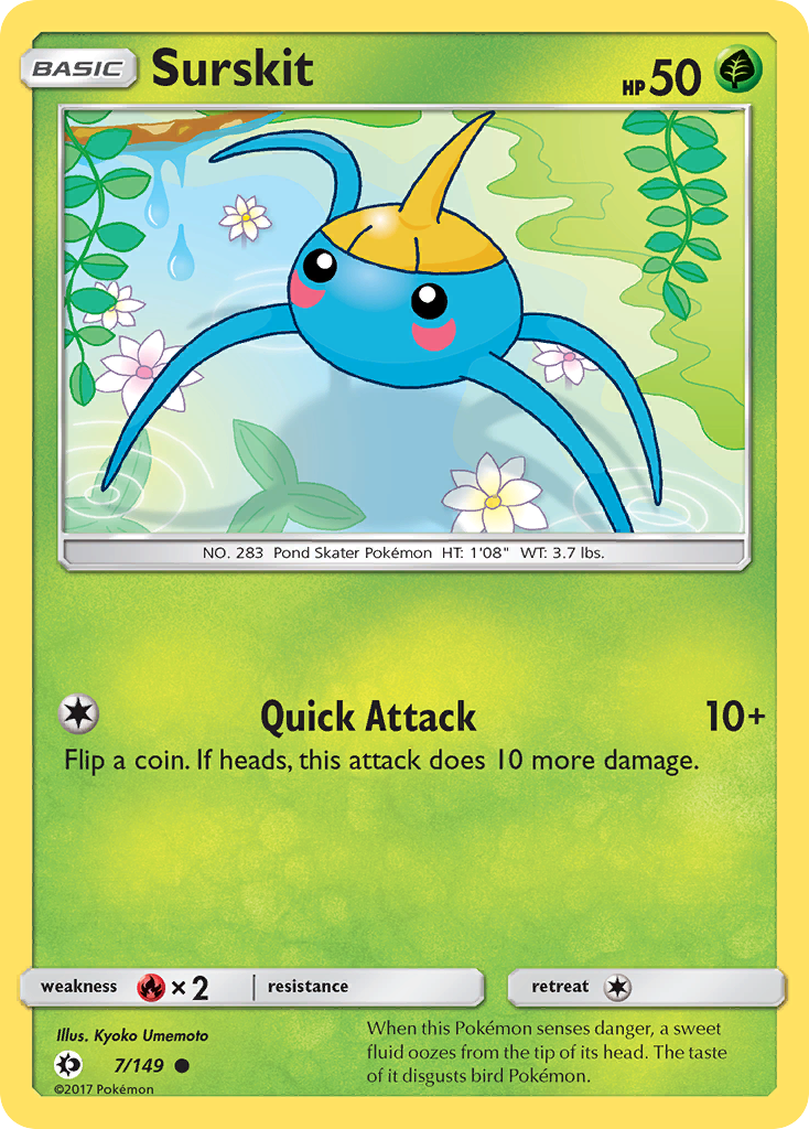 Surskit 7/149 Common | Sun & Moon | Pokemon Card