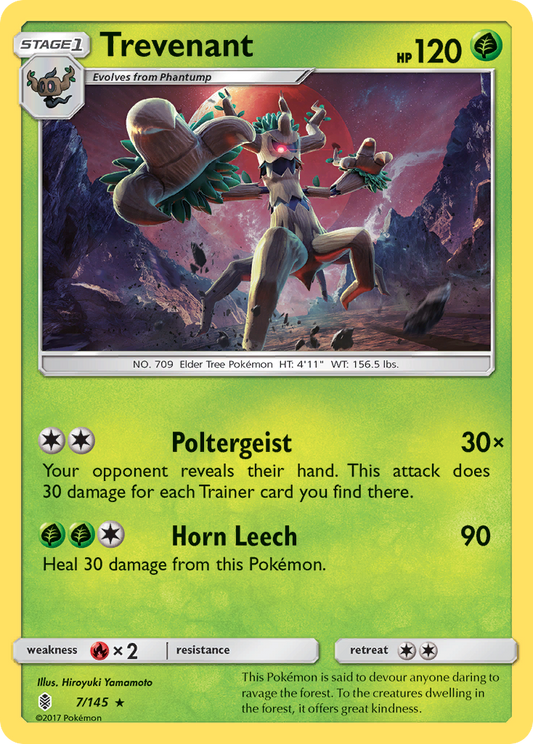 Trevenant 7/145 Rare | Guardians Rising | Pokemon Card