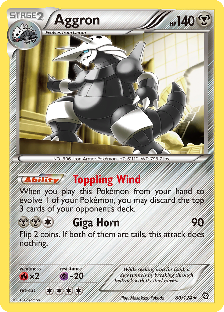 Aggron 80/124 Rare Holo | Dragons Exalted | Pokemon Card