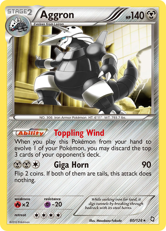 Aggron 80/124 Rare Holo | Dragons Exalted | Pokemon Card