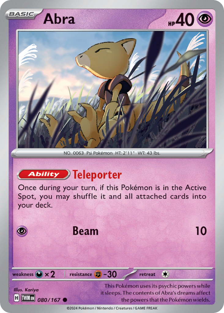 Abra 80/167 Common | Twilight Masquerade | Pokemon Card