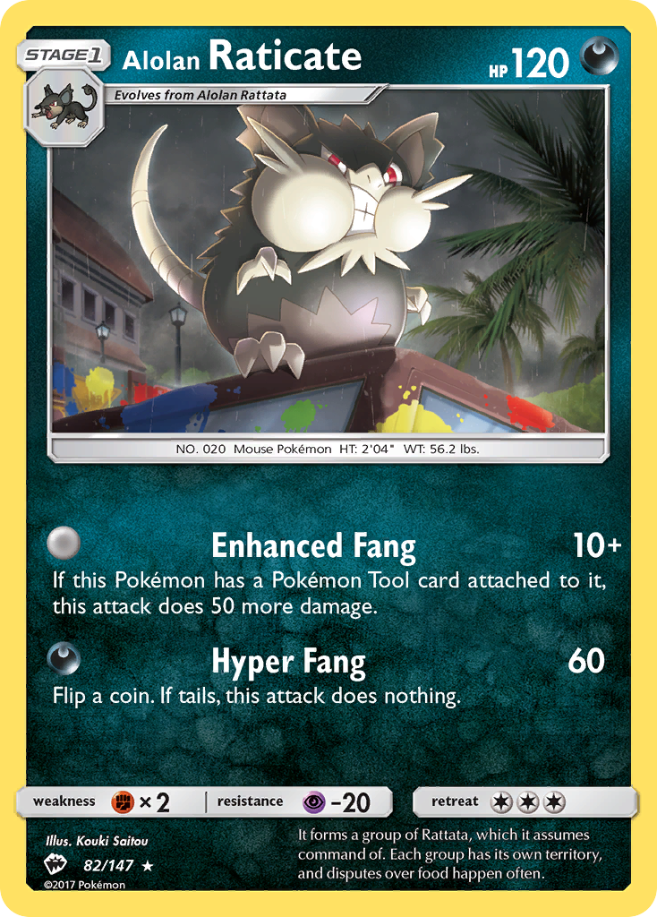 Alolan Raticate 82/145 Rare | Burning Shadows | Pokémon Card