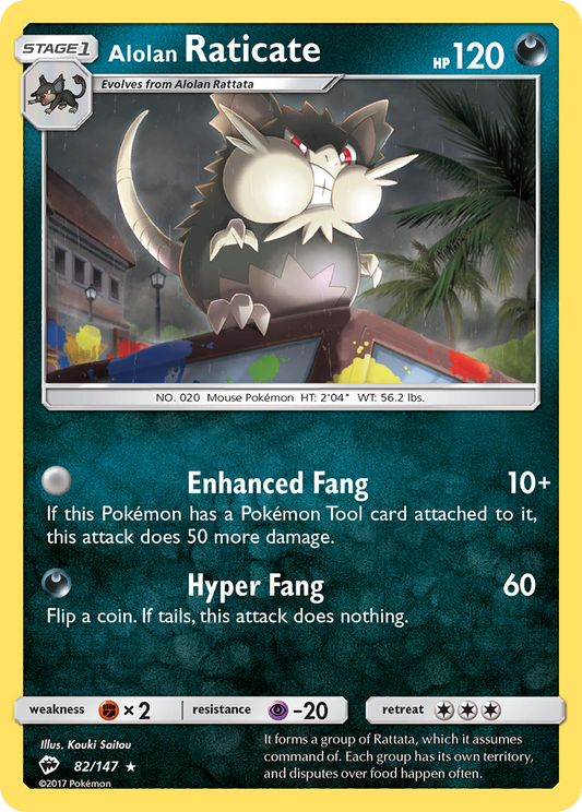 Alolan Raticate 82/145 Rare | Burning Shadows | Pokémon Card