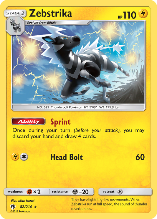 Zebstrika 82/214 Rare | Lost Thunder | Pokemon Card