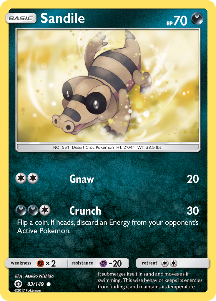 Sandile 83/149 Common | Sun & Moon | Pokemon Card